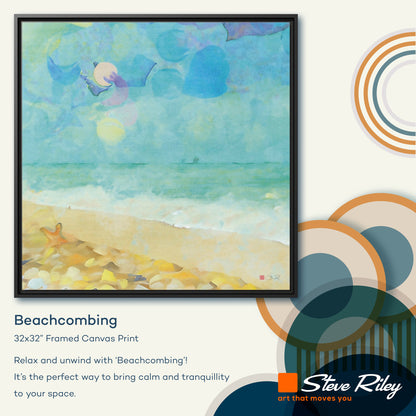 32x32" Framed Canvas: "Beachcombing"