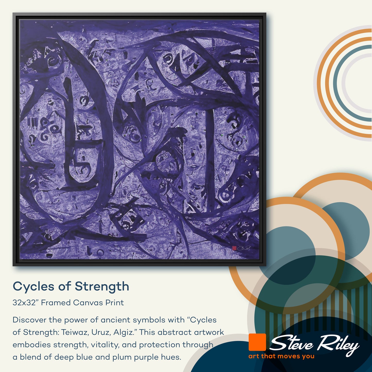 32x32" Framed Canvas: "Cycles of Strength"