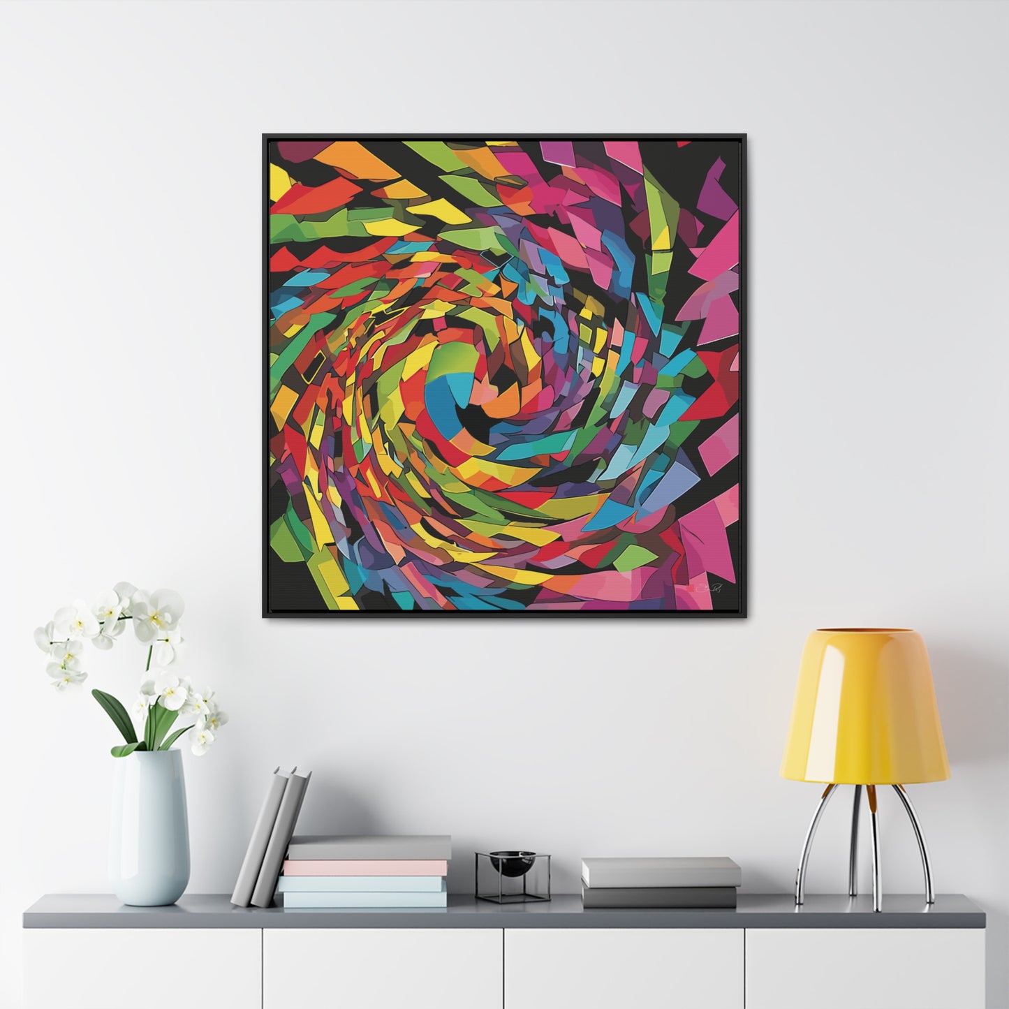 36x36" Framed Canvas Print: "Primary Wave"