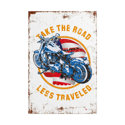 Take the road less traveled - Vintage Bike Art Rolled Poster