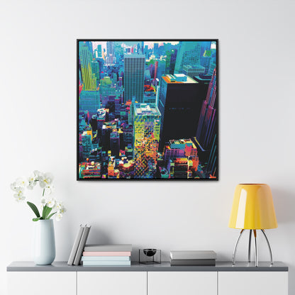 36x36" Framed Canvas Print: "Manhattan"