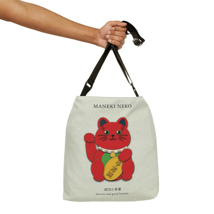 Red Maneki Neko Adjustable Tote Bag