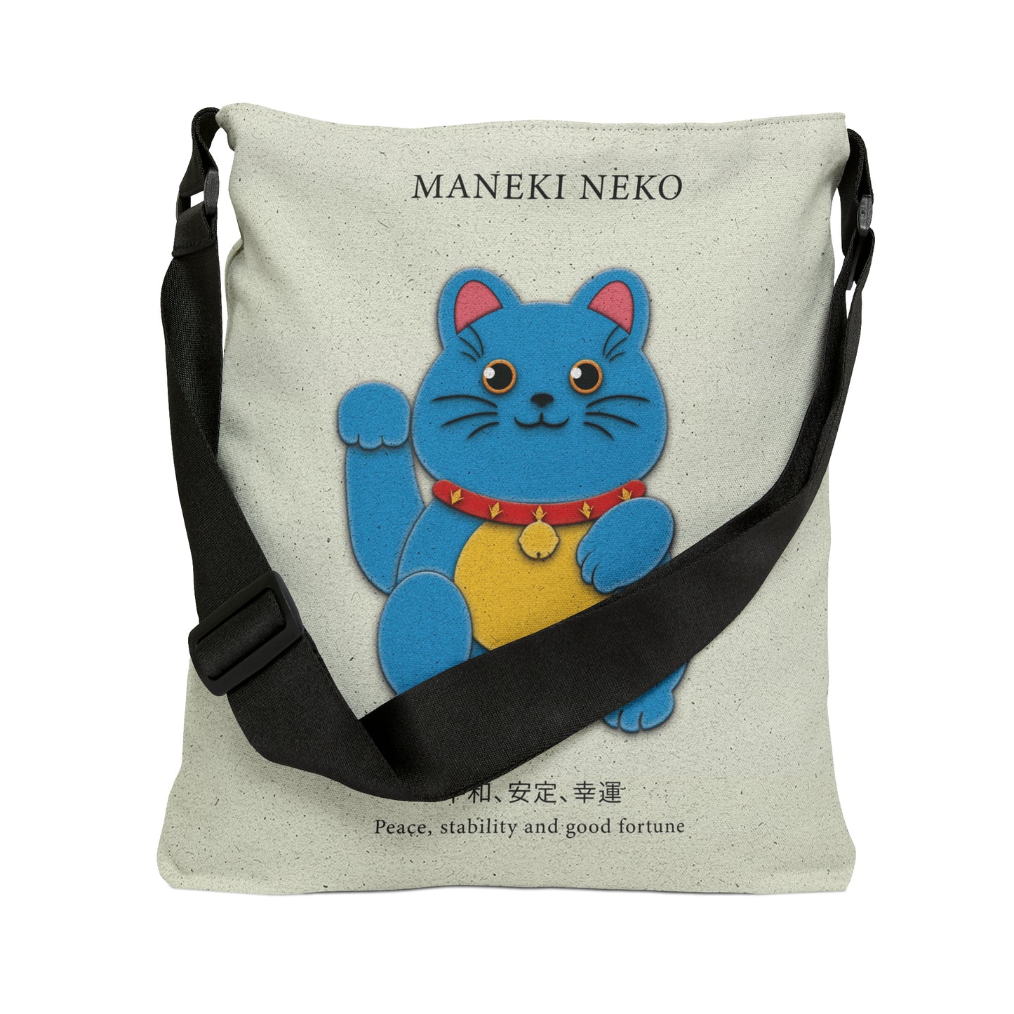 Blue Maneki Neko Adjustable Tote Bag