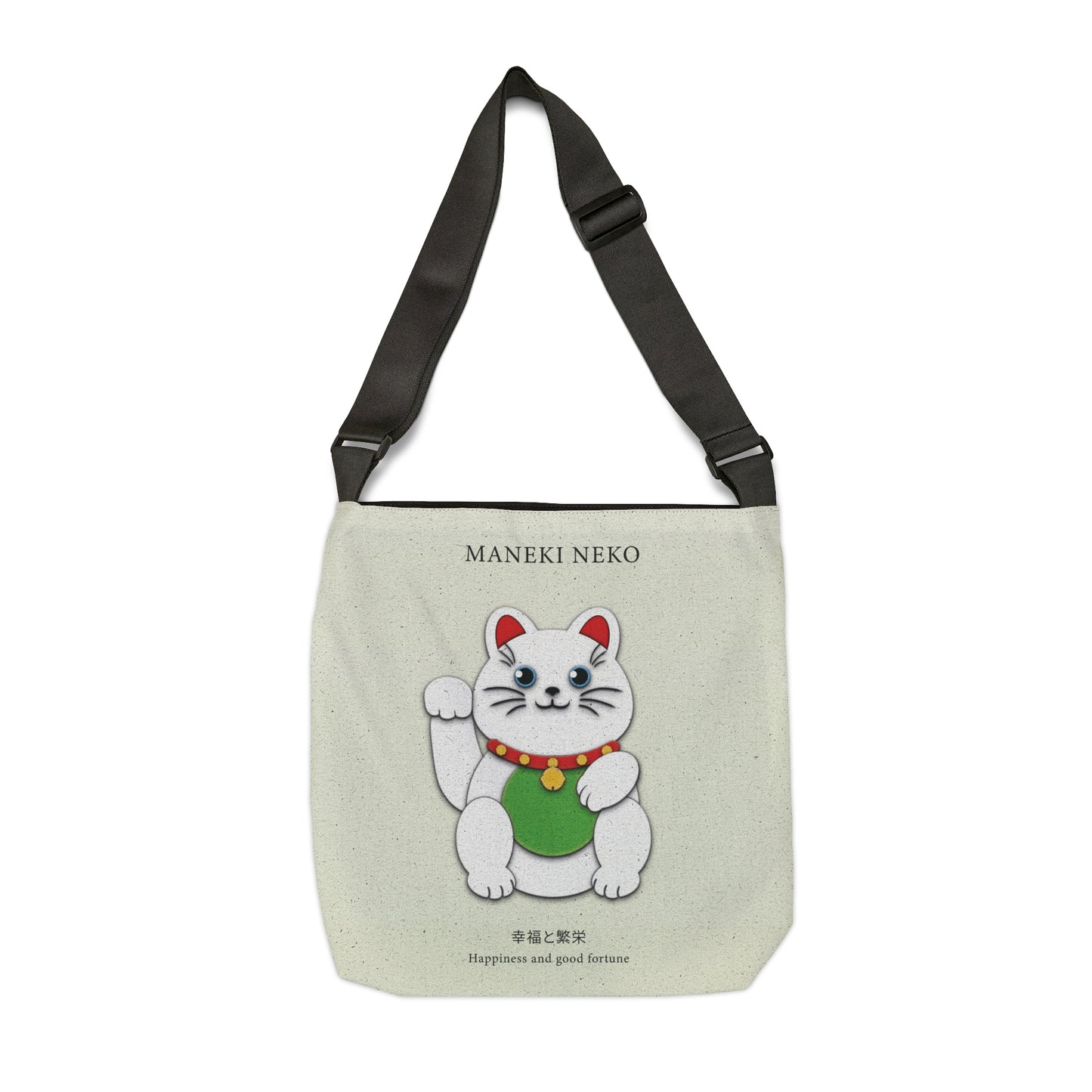 White Maneki Neko Adjustable Tote Bag