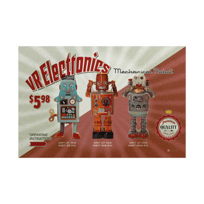 3 Wise Robots - Vintage Robot Art Rolled Poster