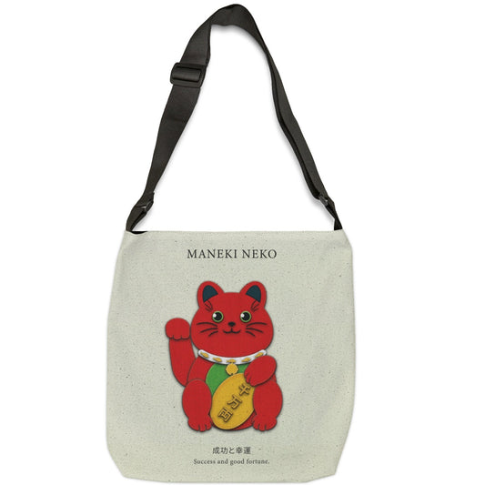 Red Maneki Neko Adjustable Tote Bag