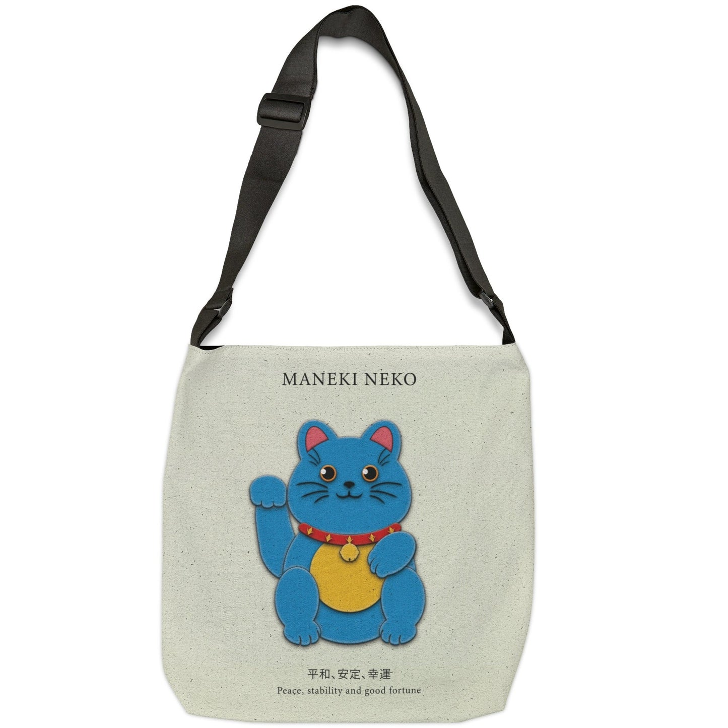 Blue Maneki Neko Adjustable Tote Bag