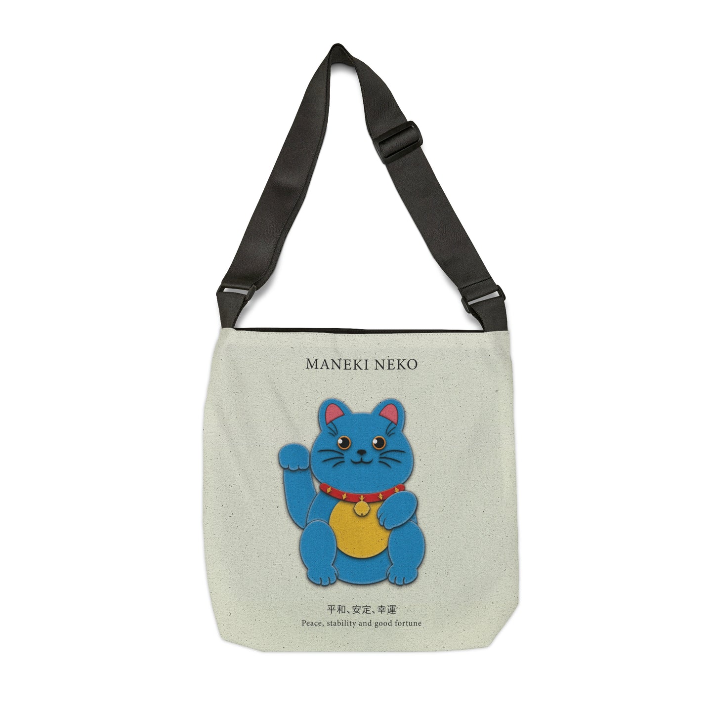 Blue Maneki Neko Adjustable Tote Bag