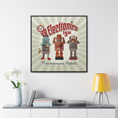 36x36" Framed Canvas Print: "3 Wise Robots"