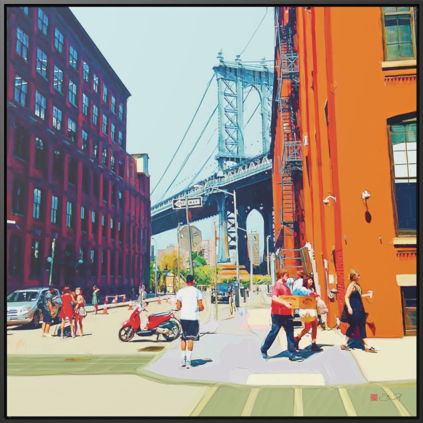 36x36" Framed Canvas Print: "Summer in Dumbo"