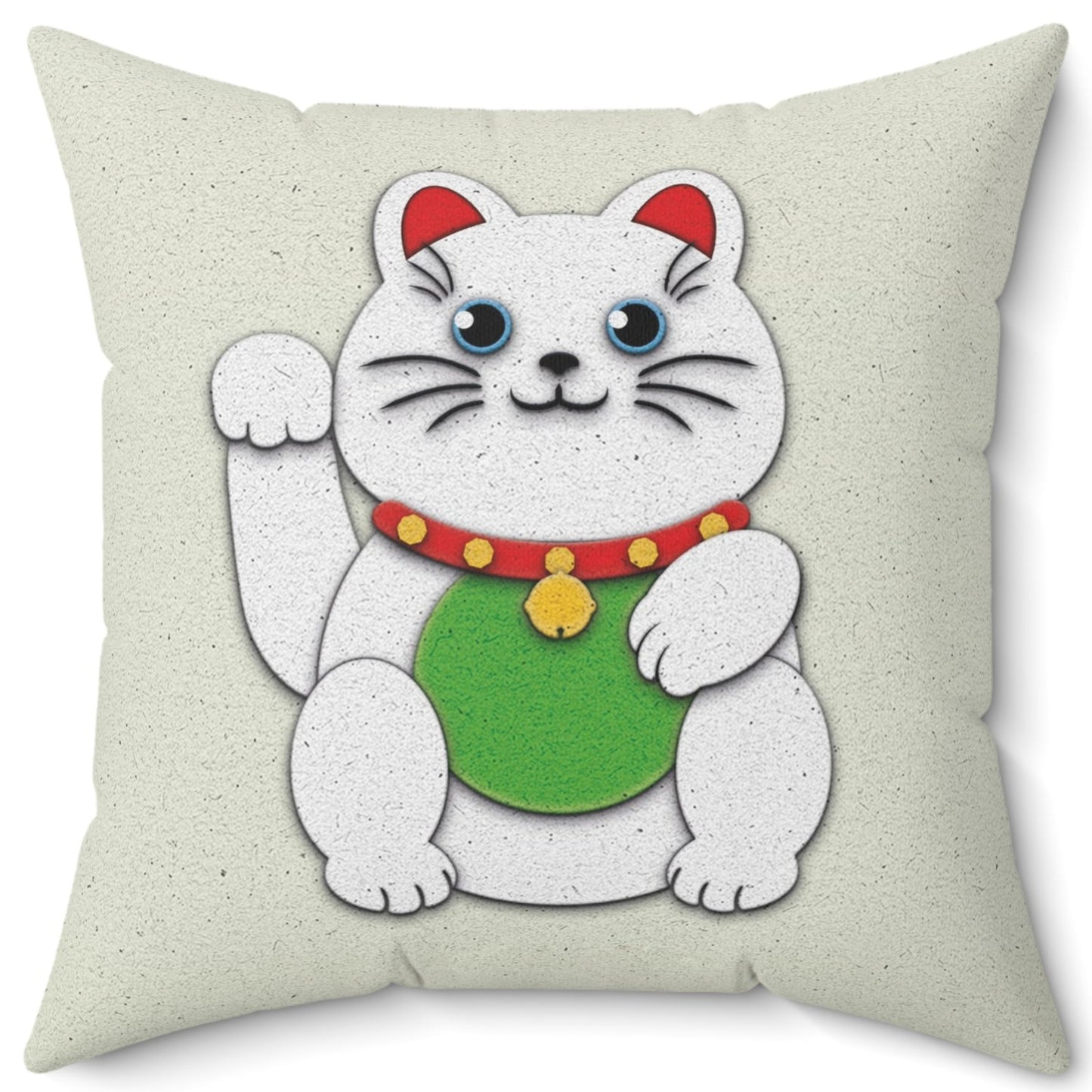 White Maneki-Neko - Throw Pillow