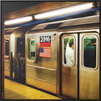 36x36" Framed Canvas Print: "Retro Subway Train 2316 Colour"