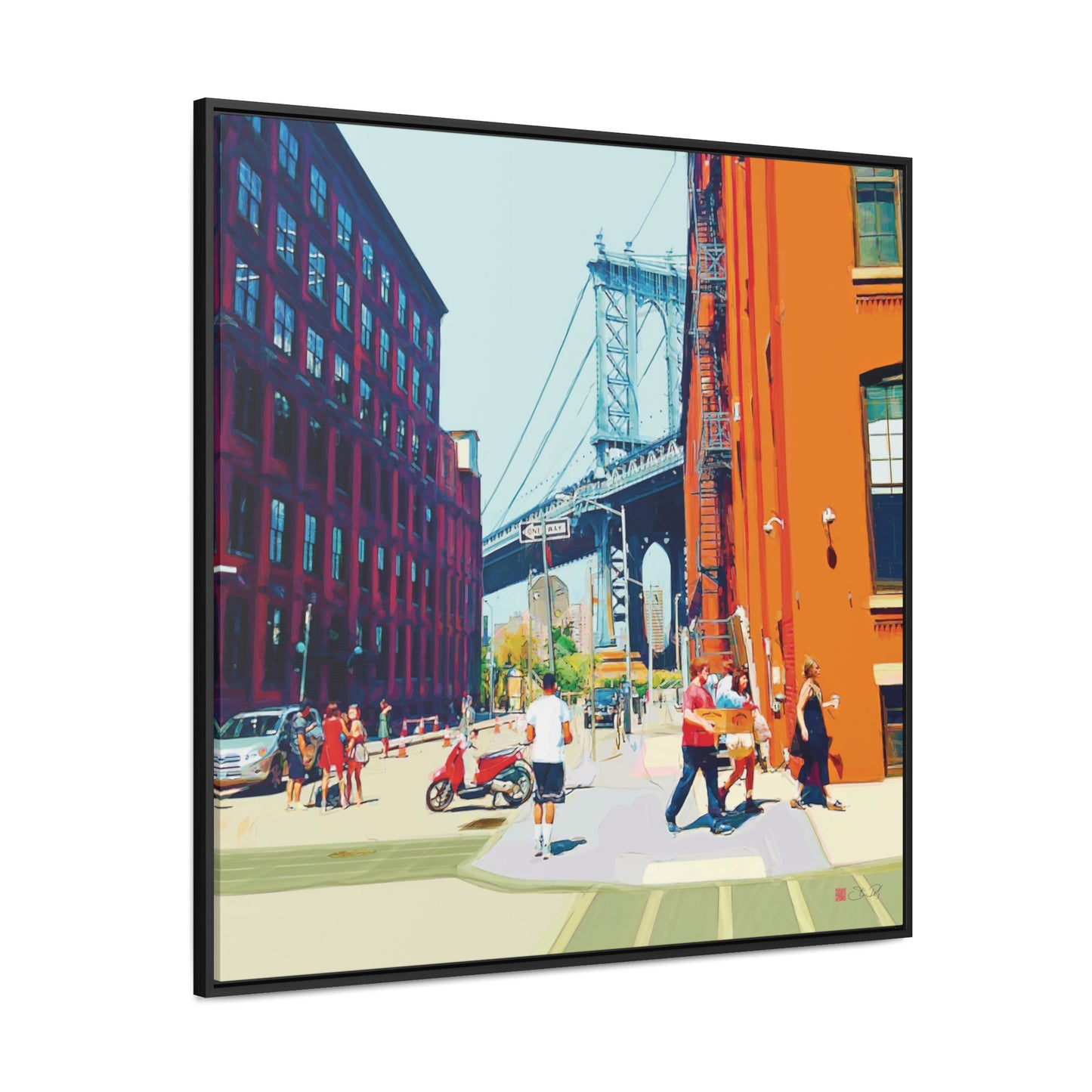 36x36" Framed Canvas Print: "Summer in Dumbo"