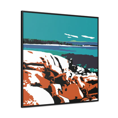 36x36" Framed Canvas Print: "Bay of Fires"