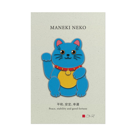 Blue Maneki-Neko Kirigami Style Art Rolled Posters