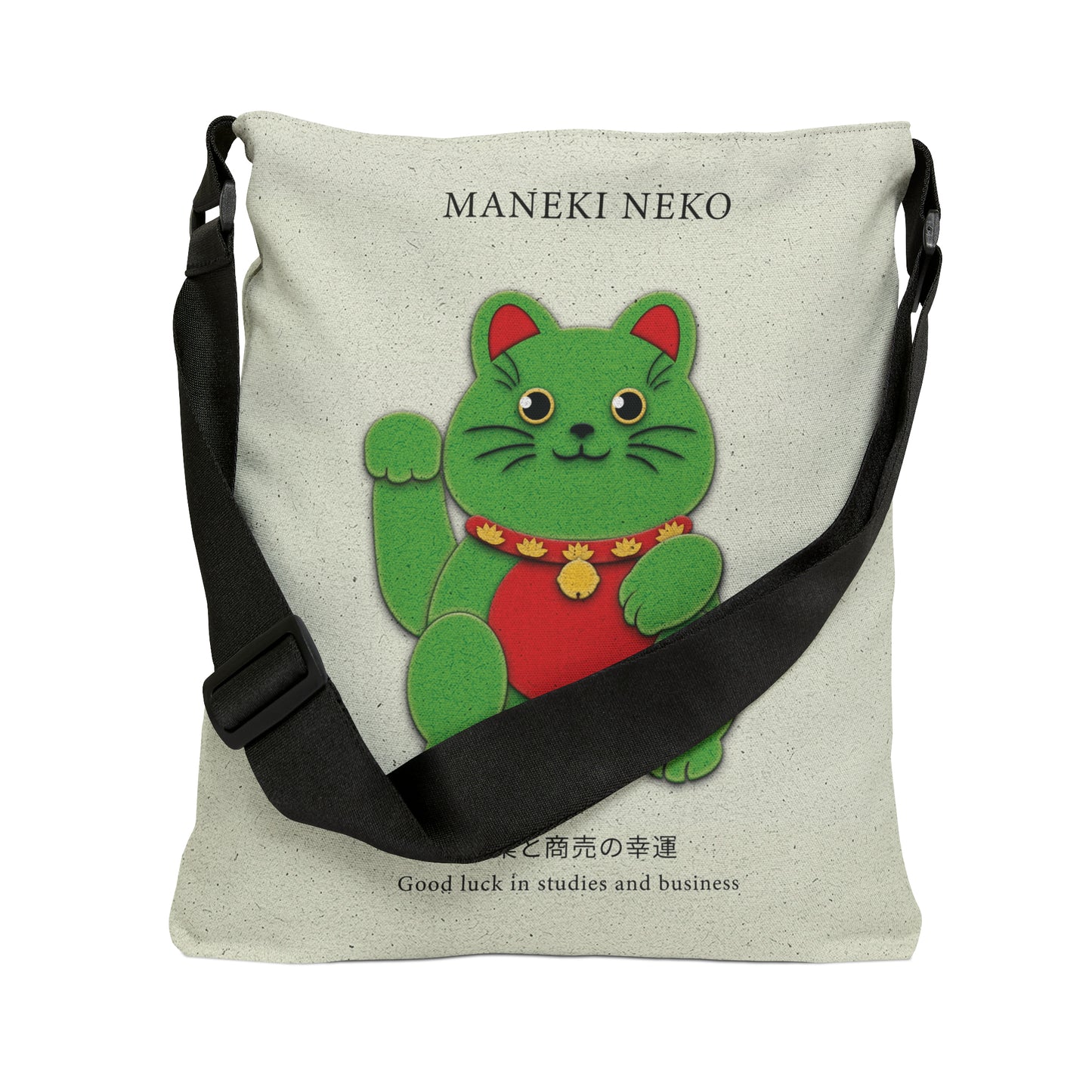 Green Maneki Neko Adjustable Tote Bag