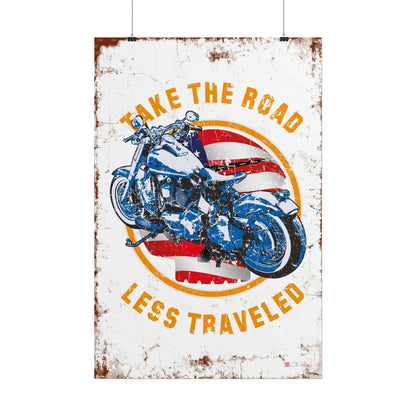 Take the road less traveled - Vintage Bike Art Rolled Poster