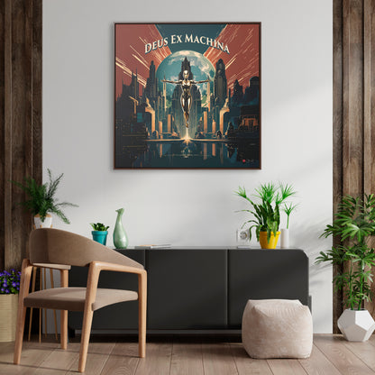 36x36" Framed Canvas Print: "Deus Ex Machina"