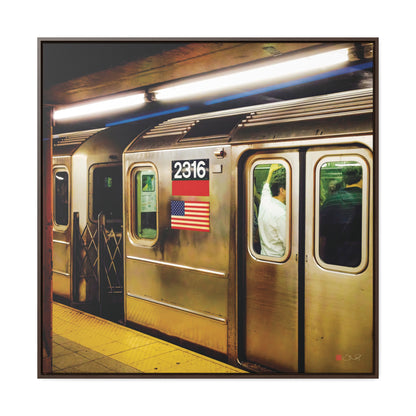 36x36" Framed Canvas Print: "Retro Subway Train 2316 Colour"