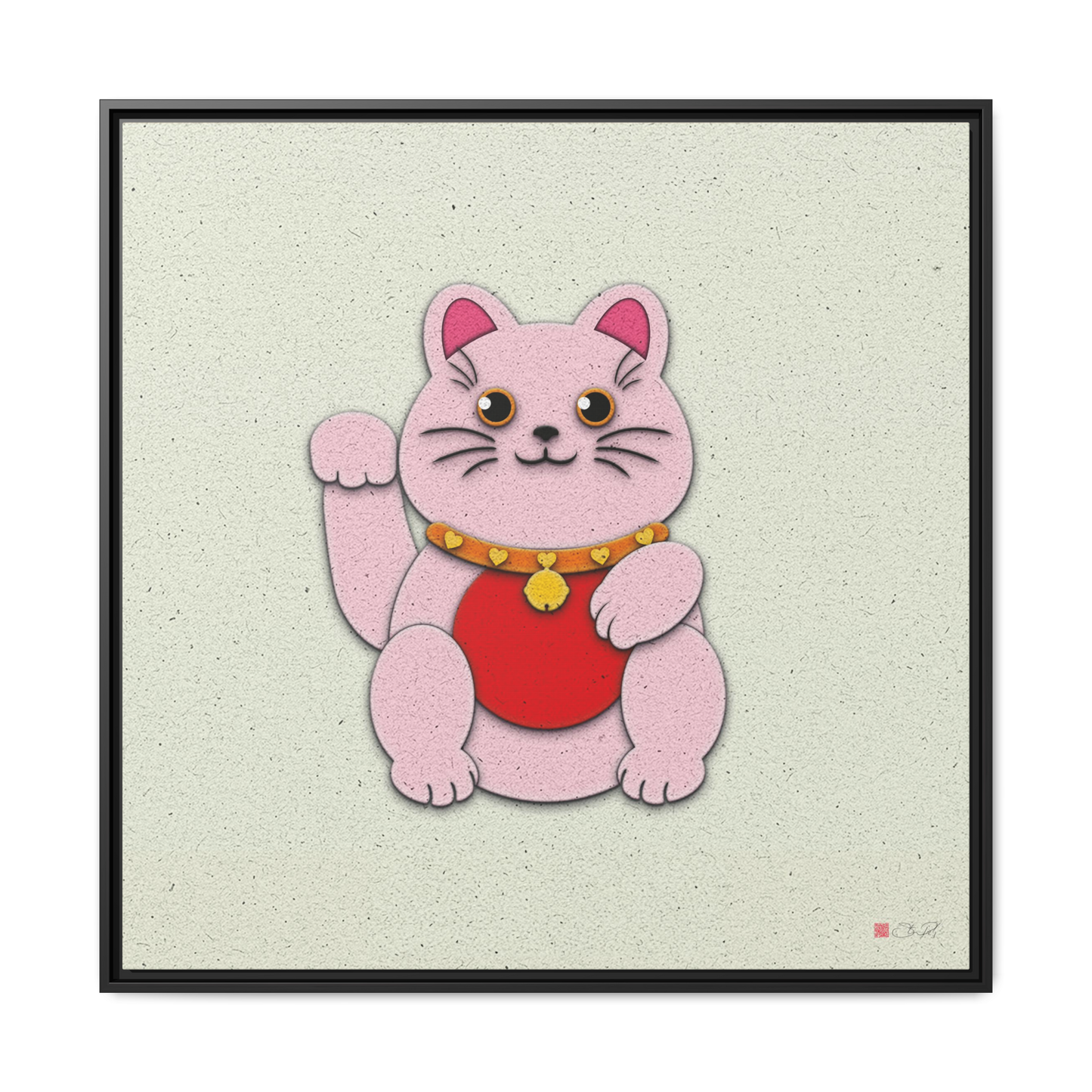 Pink Maneki-Neko 36x36" Framed Canvas