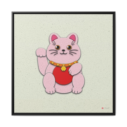 Pink Maneki-Neko 36x36" Framed Canvas