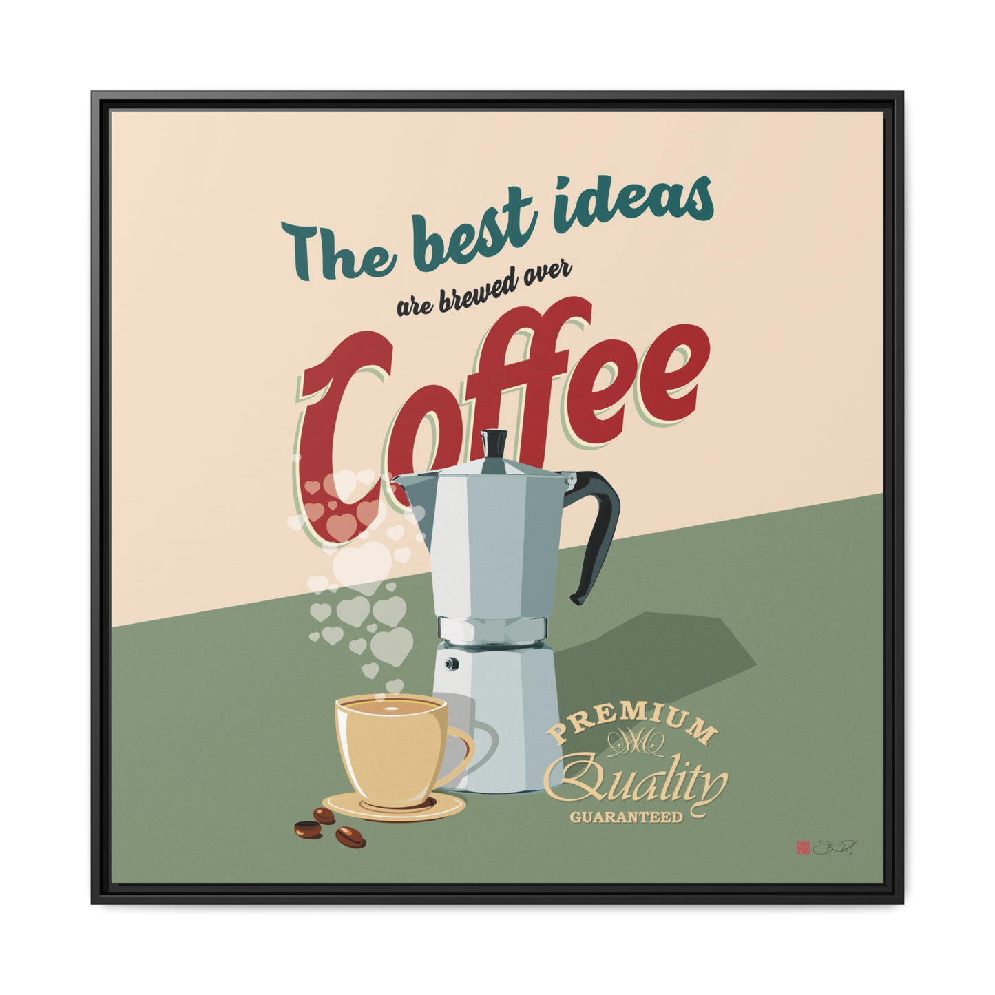 The best ideas are brewed over coffee - 36x36" Framed Canvas