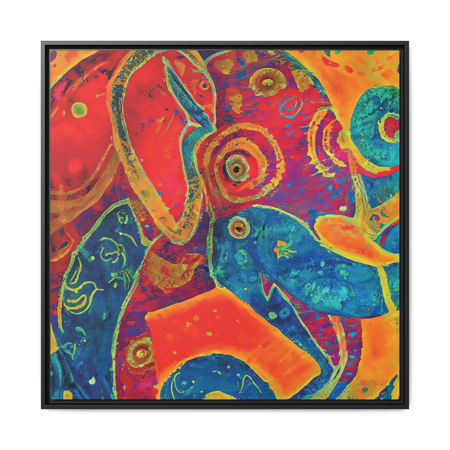 Elephant Regalia - 36x36" Framed Canvas