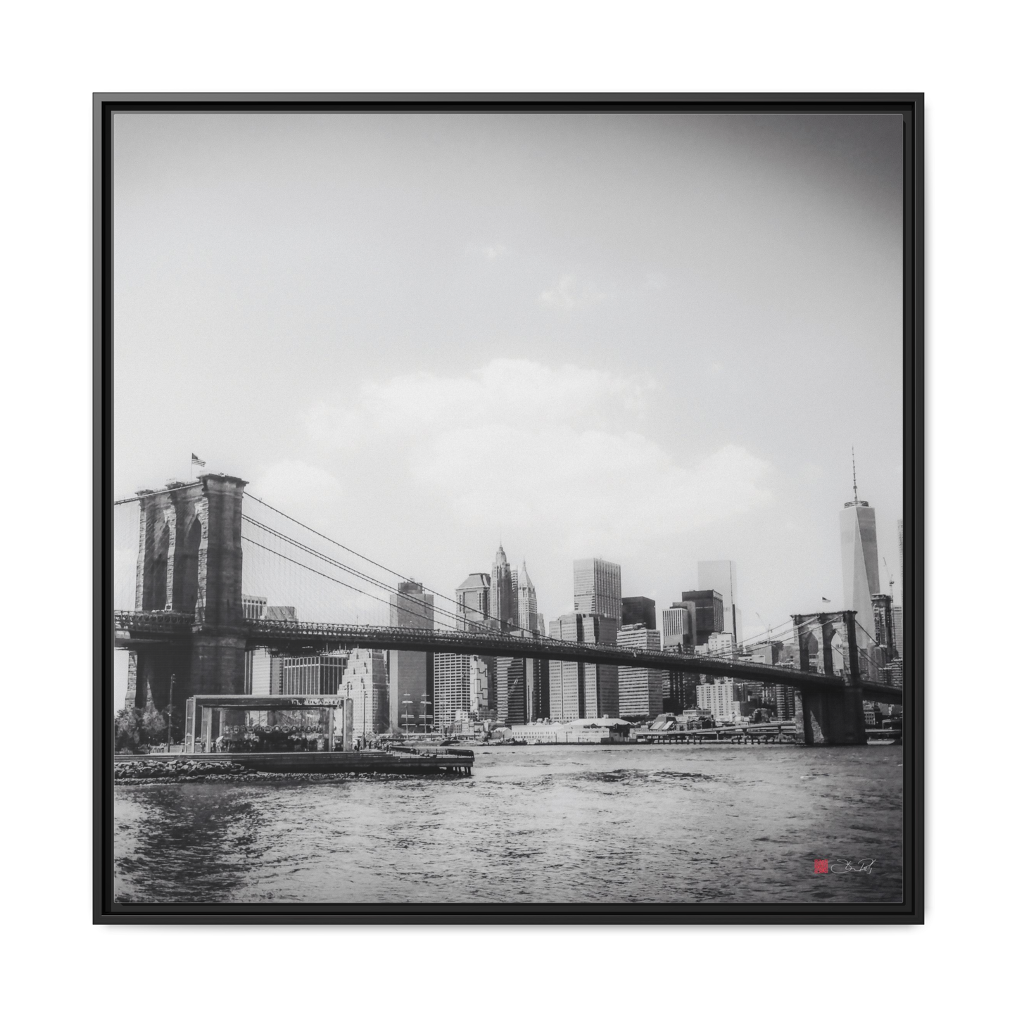 Long Island, Brooklyn, BW - 36x36" Framed Canvas