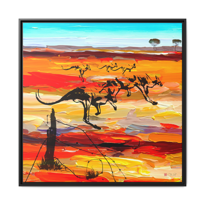 Mob - Australian Outback Kangaroo Art - 36x36" Framed Canvas