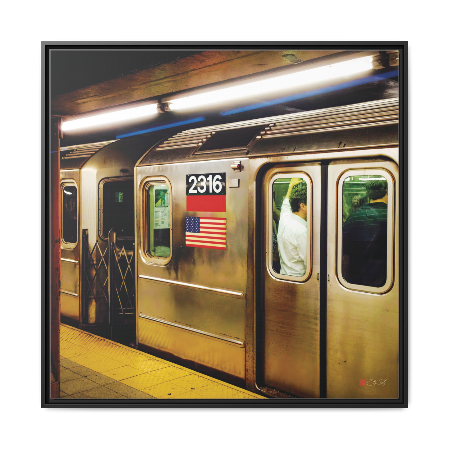 Retro Subway Train 2316 Colour - 36x36" Framed Canvas