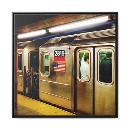 Retro Subway Train 2316 Colour - 36x36" Framed Canvas
