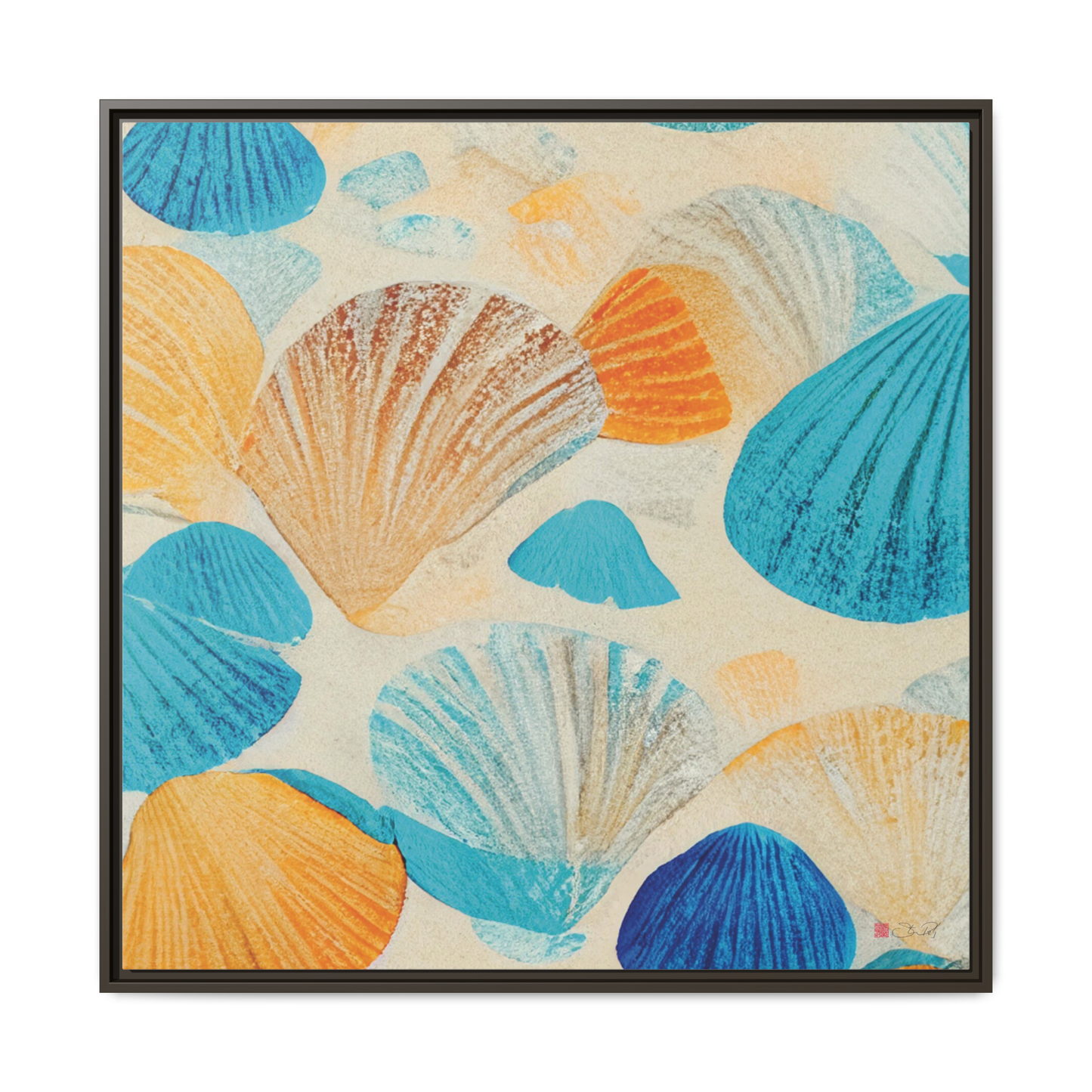 Collecting Shells - 36x36" Framed Canvas