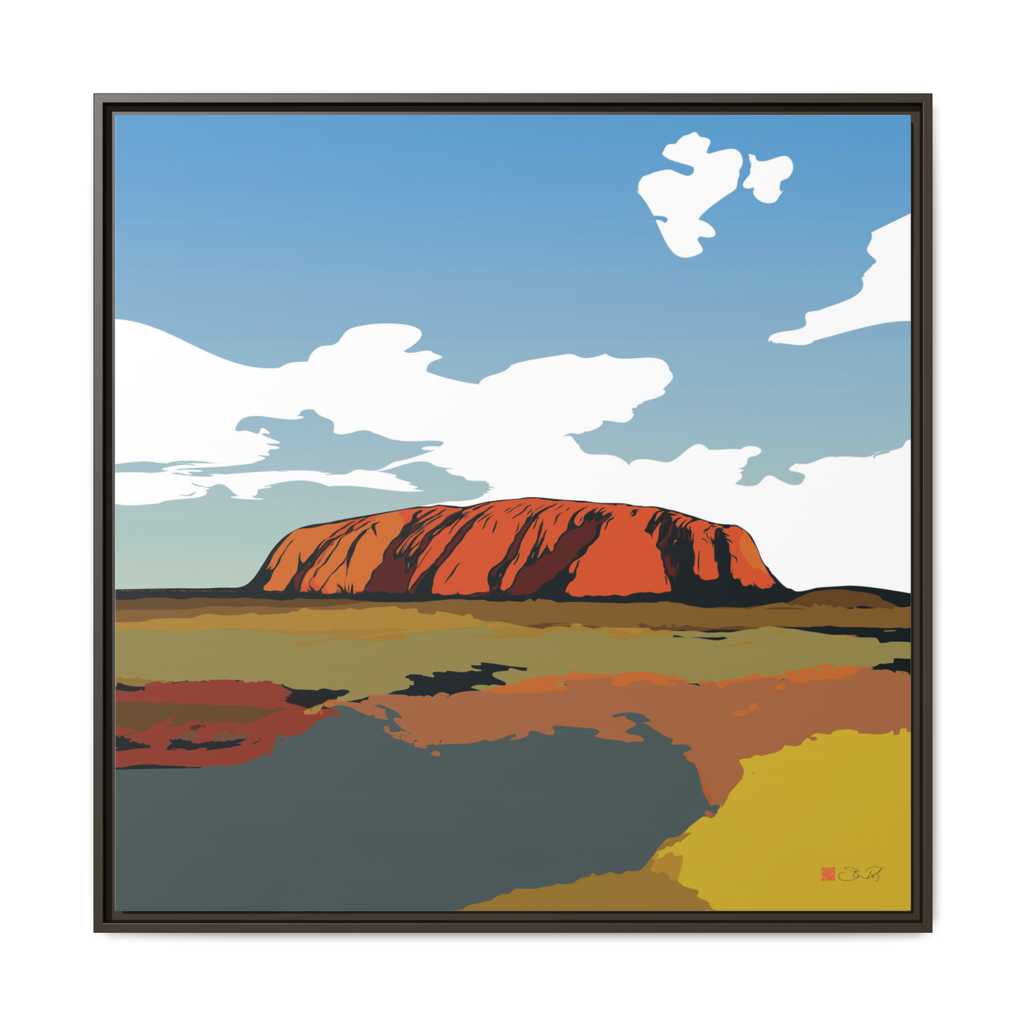 Uluru Sunset. Northern Territory Australia - 36x36" Framed Canvas