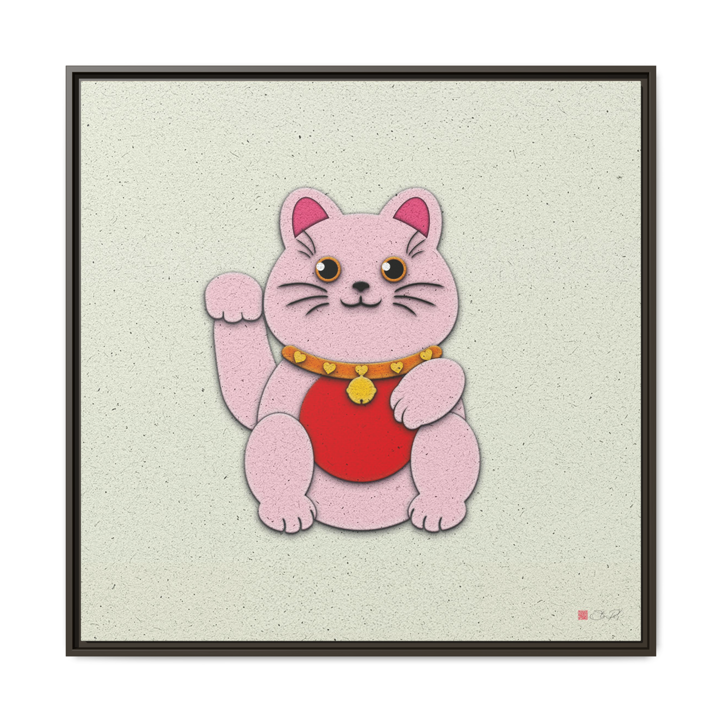 Pink Maneki-Neko 36x36" Framed Canvas