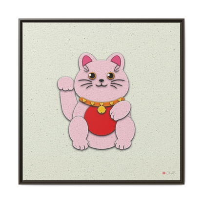 Pink Maneki-Neko 36x36" Framed Canvas
