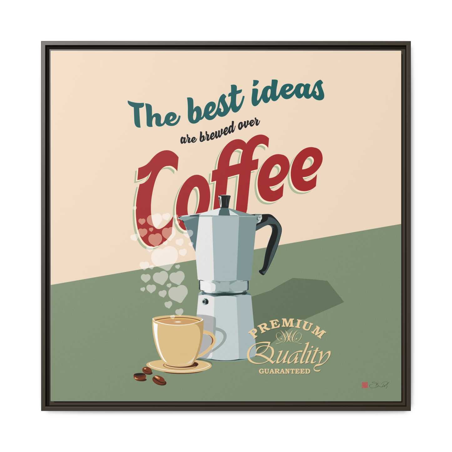 The best ideas are brewed over coffee - 36x36" Framed Canvas