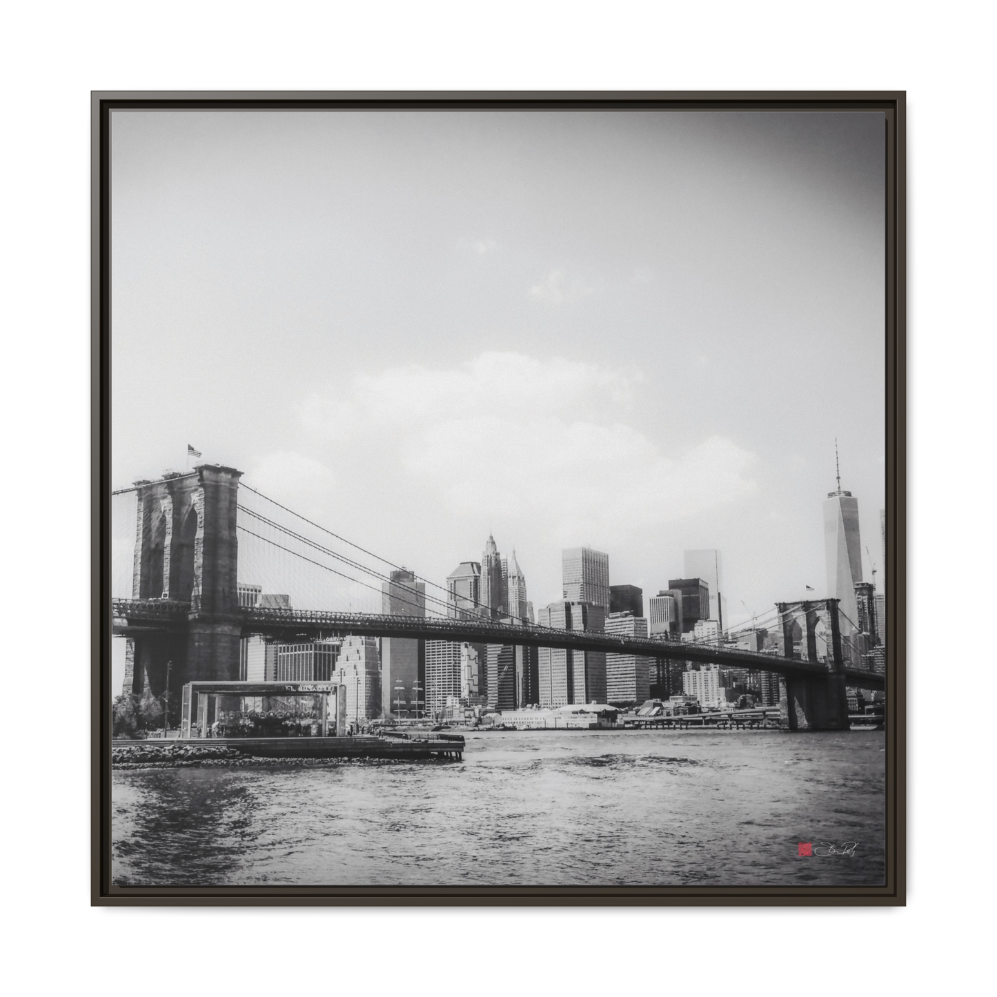 Long Island, Brooklyn, BW - 36x36" Framed Canvas
