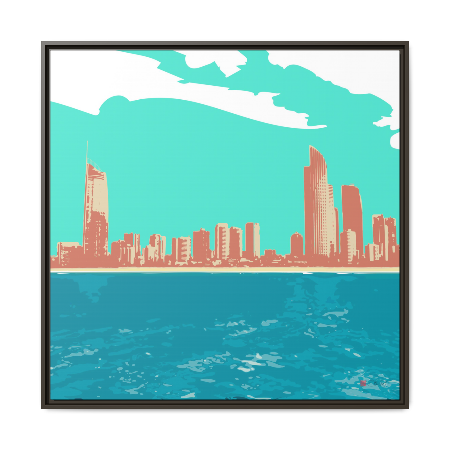 Surfers Paradise Skyline - Gold Coast - 36x36" Framed Canvas