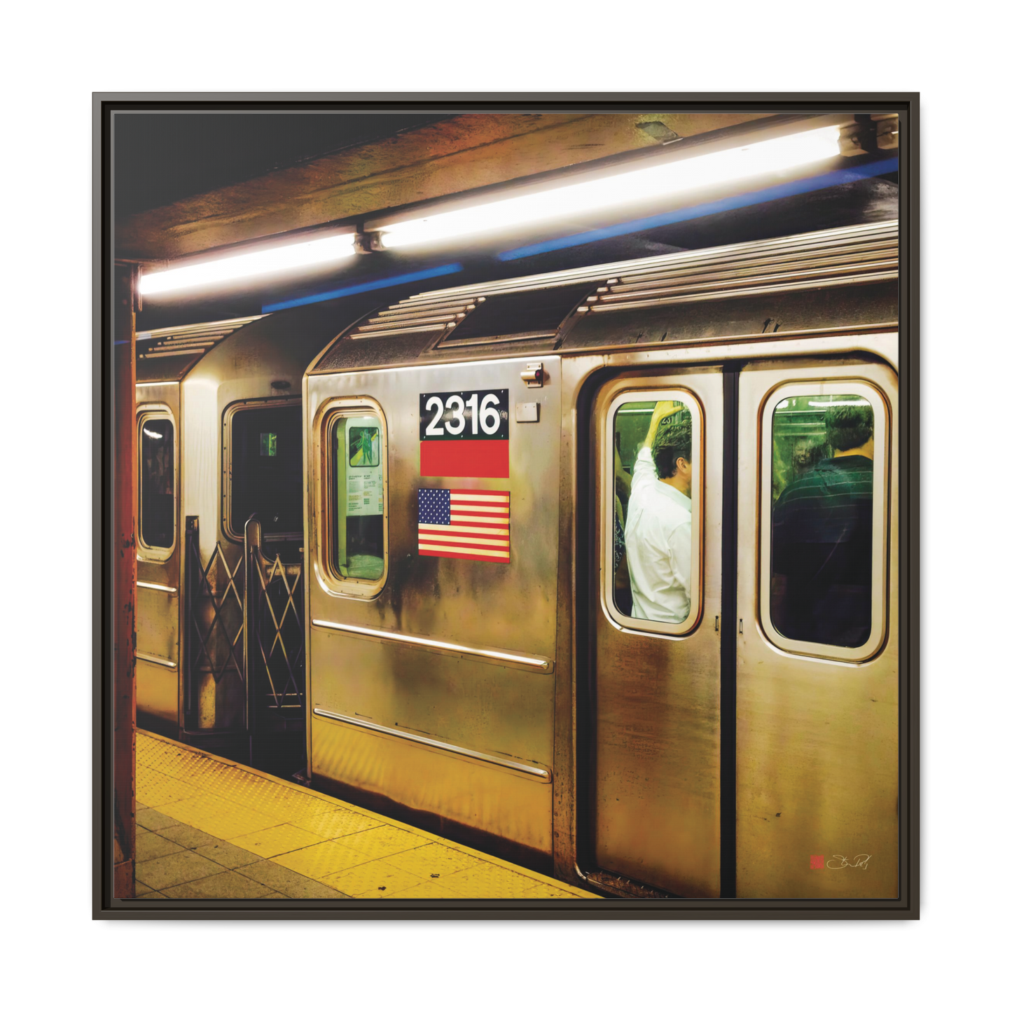 Retro Subway Train 2316 Colour - 36x36" Framed Canvas