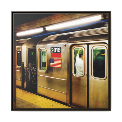 Retro Subway Train 2316 Colour - 36x36" Framed Canvas