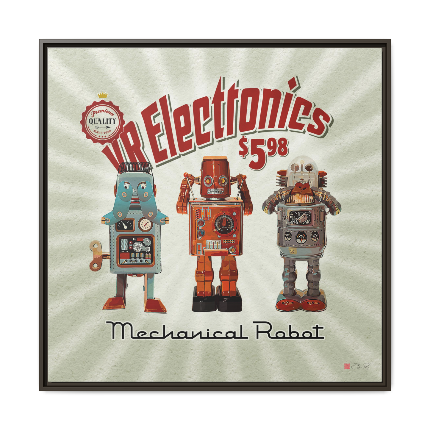 3 Wise Robots - 36x36" Framed Canvas