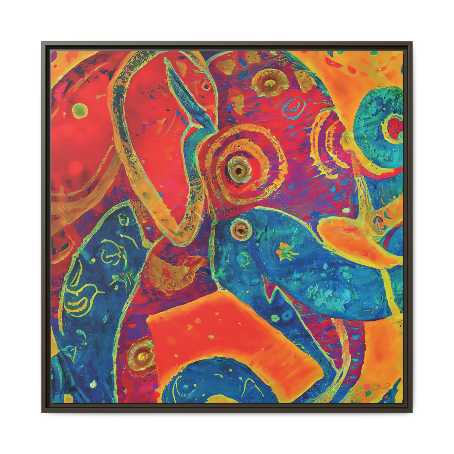 Elephant Regalia - 36x36" Framed Canvas