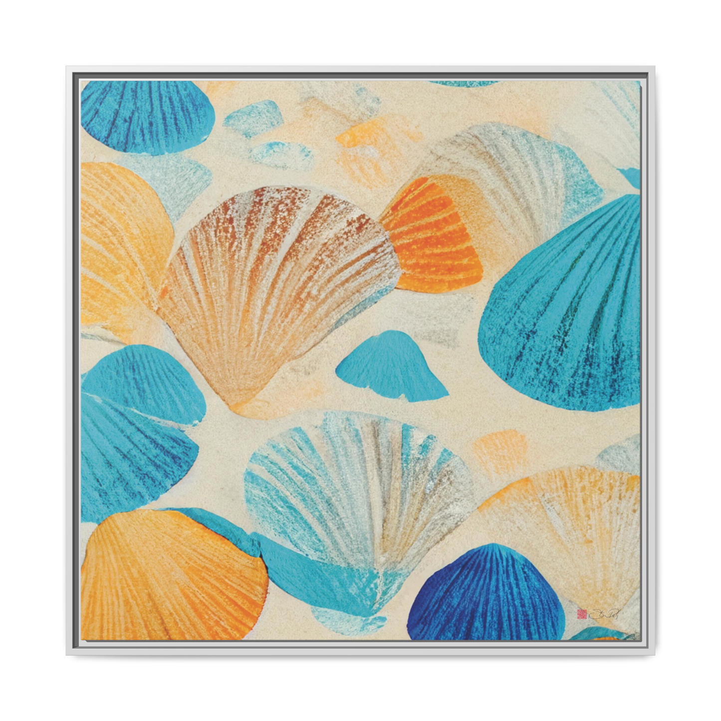 Collecting Shells - 36x36" Framed Canvas