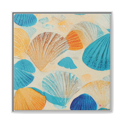 Collecting Shells - 36x36" Framed Canvas