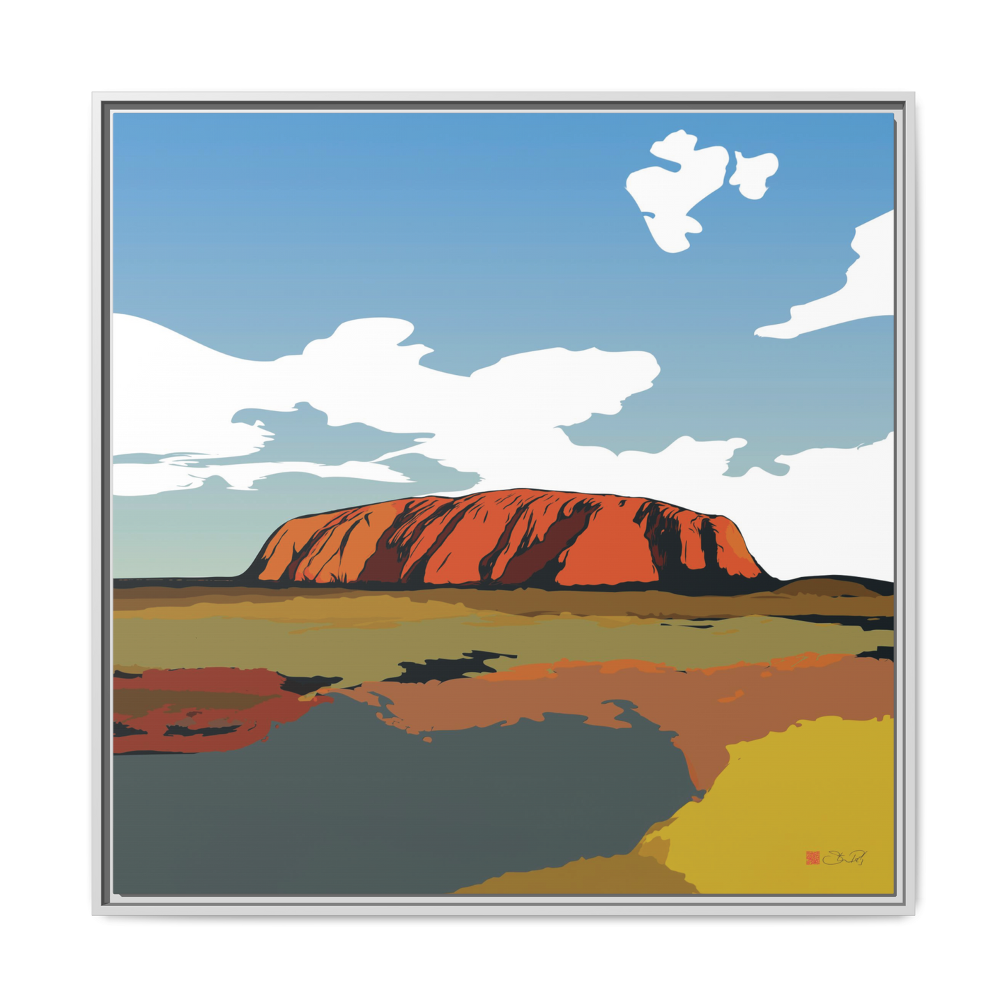 Uluru Sunset. Northern Territory Australia - 36x36" Framed Canvas