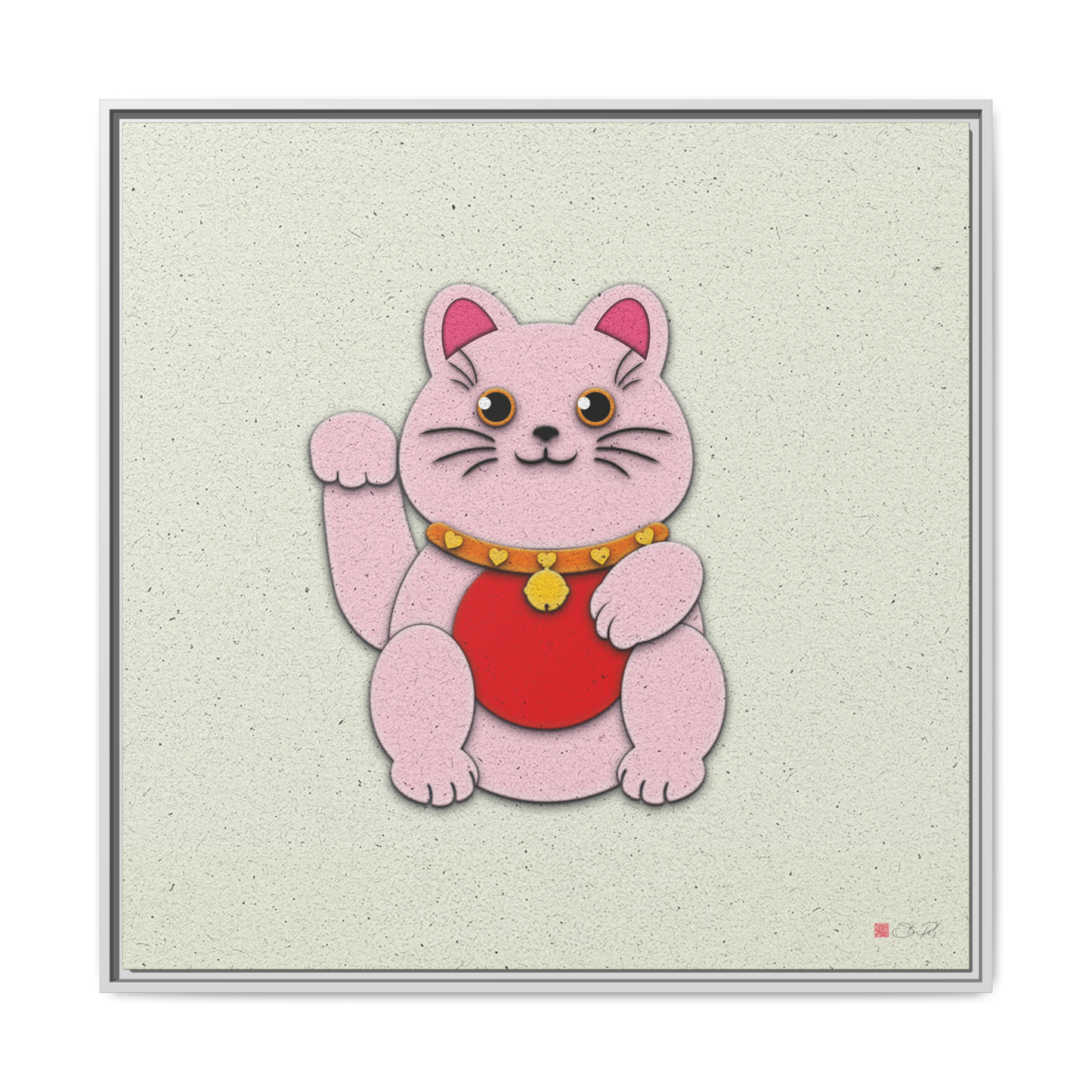 Pink Maneki-Neko 36x36" Framed Canvas