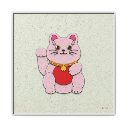 Pink Maneki-Neko 36x36" Framed Canvas