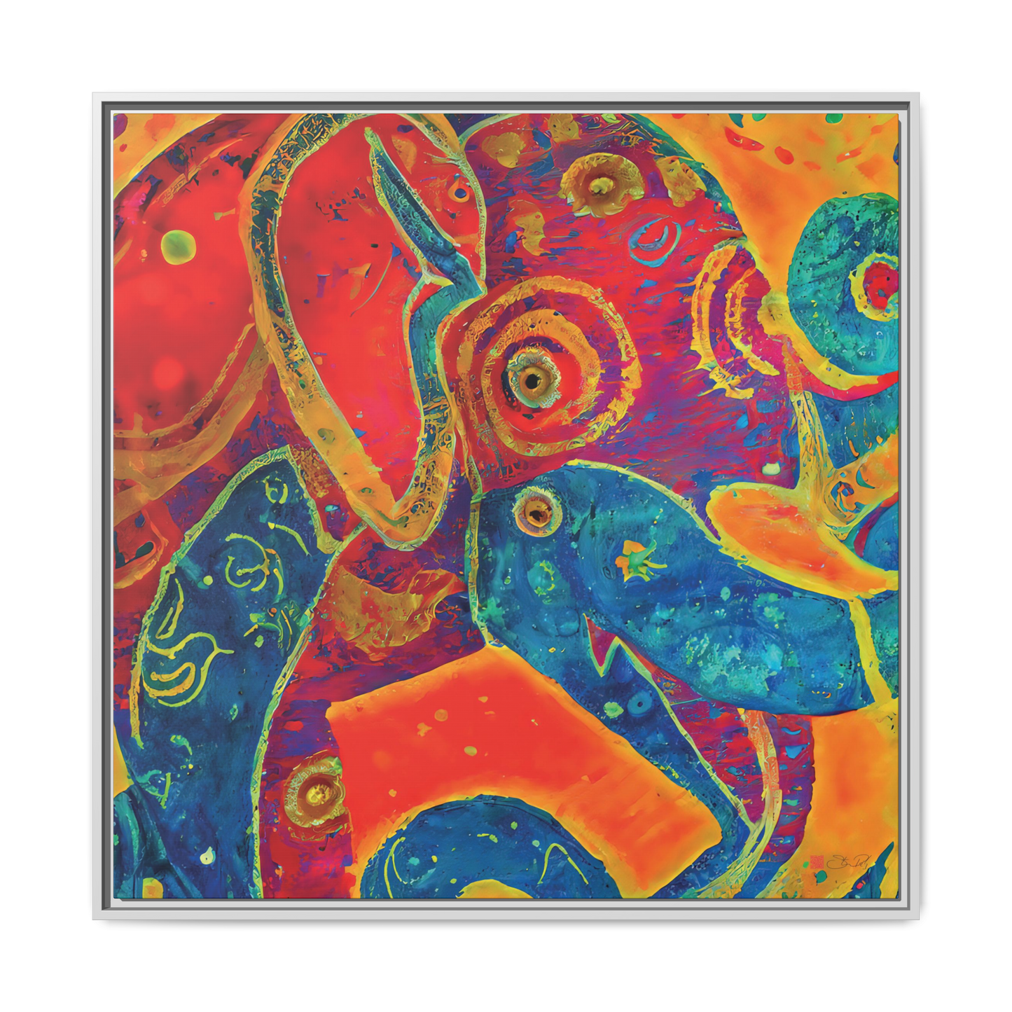 Elephant Regalia - 36x36" Framed Canvas