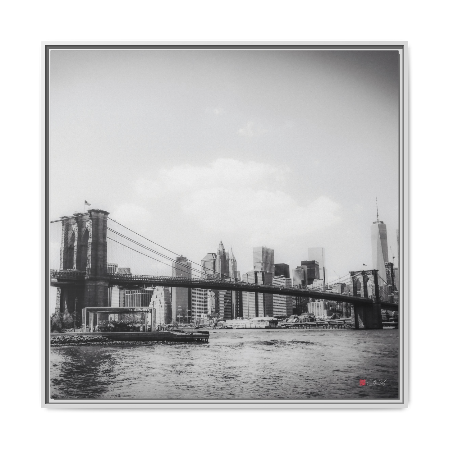 Long Island, Brooklyn, BW - 36x36" Framed Canvas