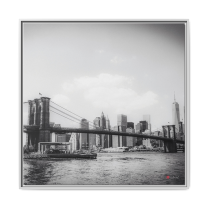 Long Island, Brooklyn, BW - 36x36" Framed Canvas